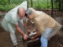 Mike and Pastor Tito lay the foundation stone for the next house to be built at San Pedro, on 15 July 2006. The house will be built in November (in the dry season!!) for Lucio and