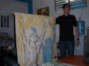 Miseal with one of his paintings